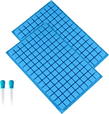 Obrázek produktu pro CANDeal mini silikonové formičky na led, balení po 2 kusech, 126 malých formiček na led, snadné uvolňování, drcené kostky ledu, flexibilní stohovatelné formičky se 2 pipetami
