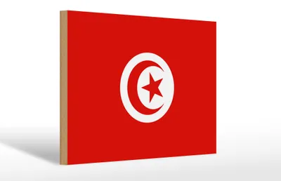Produktbild von Holzschild Flagge Tunesiens 30x20cm Flag of Tunisia
