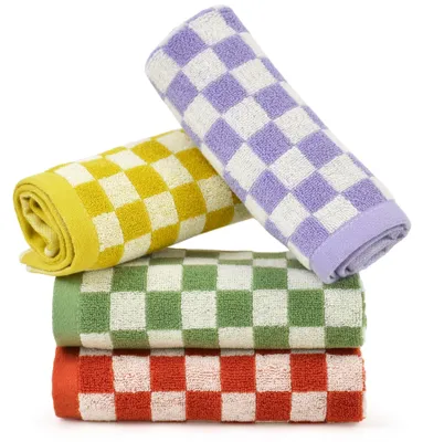 Productafbeelding van Jacquotha washandjes, geruit, 4 kleuren, katoenen washandjes voor gezicht en lichaam