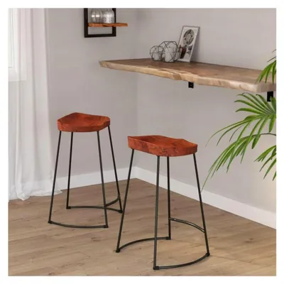 Produktbild von Gavin Barhocker 2er Set 45x40x63cm Massivholz Mangostühle
