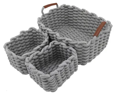 Image de Omgoods - Paniers de rangement en coton avec poignées - Lot de 3