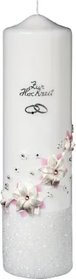 Produktbild von Hochzeitskerze mit Namensverzierung und Geschenkkarton, Nr. 58, Original handverzierte Kopschitz Brautkerze