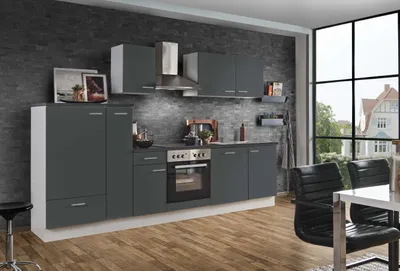 Produktbild von Küchenzeile mit Elektrogeräten White Classic Graphit 300 cm