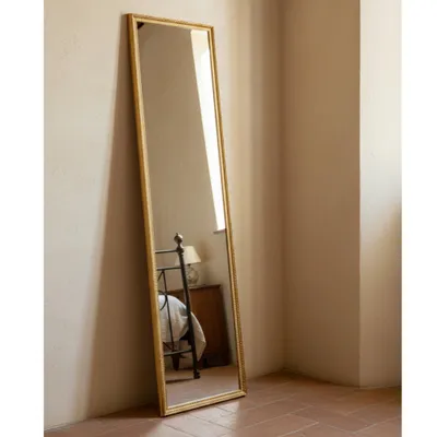 Immagine prodotto di MO.WA Specchio da parete, classico, rettangolare cm. 40x135, oro, cornice in legno, verticale, orizzontale, per ingresso, bagno, camera da letto, corridoio specchio