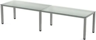 Produktbild von Mehrfacharbeitstisch Executive BxTxH 320x80x73cm Gestell grau Platte Glas satiniert.