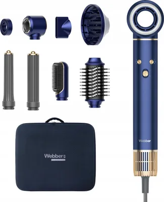 Zdjęcie produktu dla Suszarka do włosów 8w1 WEBBER HD4 1300W z JONIZACJĄ I REGULACJĄ 8 końcówek