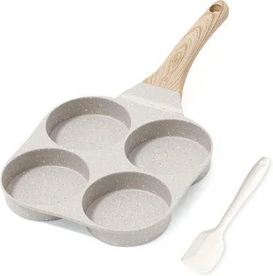 Imagen del producto de Sartén para tortillas con revestimiento antiadherente, revestimiento de granito, 4 orificios para huevos, 24 cm, apta para inducción