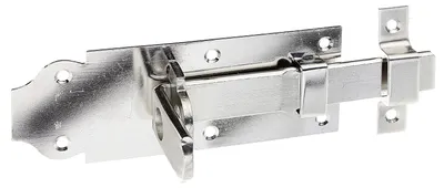 Produktbild von Alberts Schlossriegel | gerade, mit flachem Griff und befestigter Schlaufe | Edelstahl | Platte 140 x 52 mm