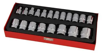 Image de Jeu de 21 douilles hexagonales dans un coffret métallique – 8 mm à 32 mm – Neilsen Tools