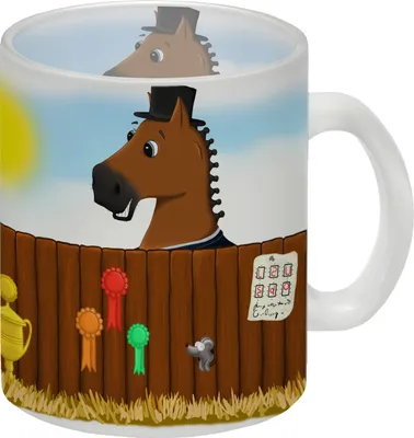 Produktbild von Glas Tasse mit Dressurpferd Motiv