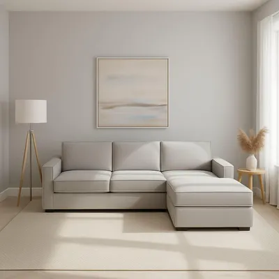 Immagine prodotto di Talamo Italia Divano Fisso con Penisola Assobasso 95x260 cm Grigio Grigio, Sfoderabile Italy