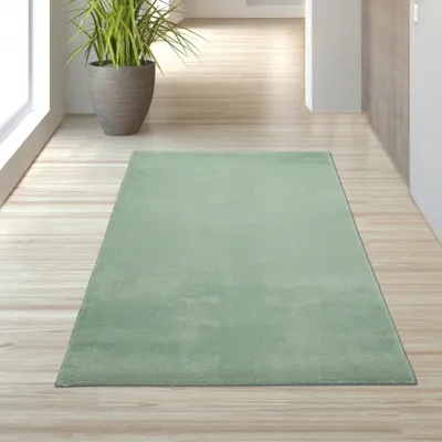Zdjęcie produktu dla Puszysty dywan z wysokim włosiem w kolorze zielonym Rozmiar – 80 x 150 cm