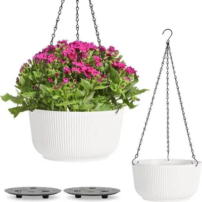Produktbild von Famanu Hängende Kunststoff-Blumentöpfe mit Abflussloch - Set von 2, 25 cm