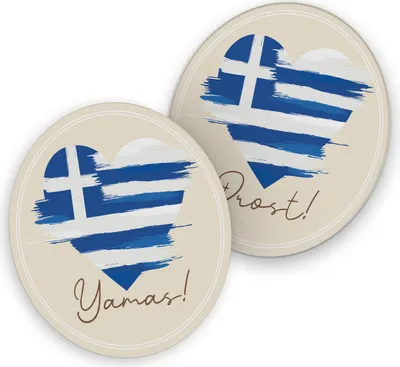 Produktbild von itenga 40x Bierdeckel Untersetzer Herz Flagge GRIECHENLAND