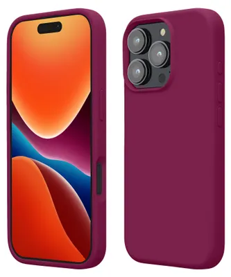 Produktbild von kwmobile Handyhülle für iPhone 16 Pro Hülle, für iPhone 16 Pro Case - Hülle Silikon - kabelloses Laden - Granatapfelrot