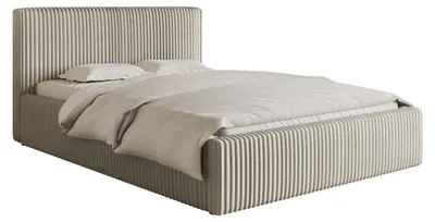 Produktbild von Selsey Doppelbett Tilio - Polsterbett mit Bettkasten, Breitcord-Bezug in Hellbeige, 160 cm