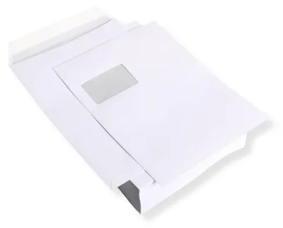 Produktbild von Versandtaschen stark 120 g DIN C4 weiß mit Fenster, haftklebend 100 Stück