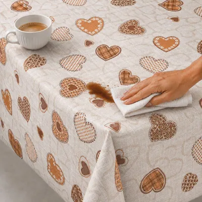 Produktbild von Wachstuchtischdecke Herzen abwischbar 130 x 160 cm