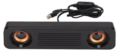 Produktbild von Soundbar mit Kabel, USB, 3,5 mm Anschluss – Kompakter Desktop-Lautsprecher – Hi-Fi Stereo-Sound – Schwarz