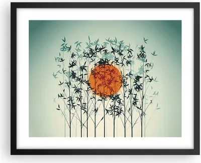 Produktbild von Gerahmtes Poster - Schwarzer Rahmen - Westen Sonne Gras - 50x40 cm - Wand Bild - Wanddeko - Wandbilder - Kunstposter - Wandposter - Bilderrahmen - Bilder - Kunstdruck - P2BAA50x40-5104