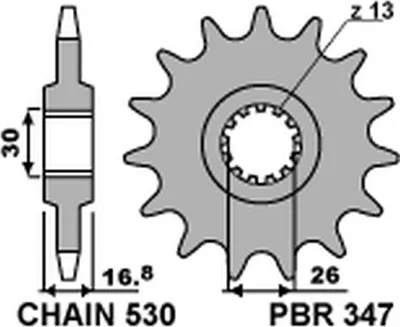 Produktbild von Honda Vorderritzel PBR 347 16 530 Kettensatz CBR 1000RR/CBF 1000/CBR 900-954