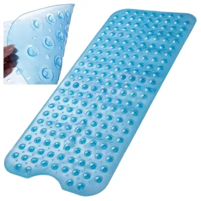 Produktbild von Ruhhy 23646 Rutschfeste Badematte für die Badewanne, 100 x 40 cm, blau