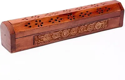 Image de Coffret/support pour encens 7 chakras -- 31 x 5,5 x 6 cm + encens