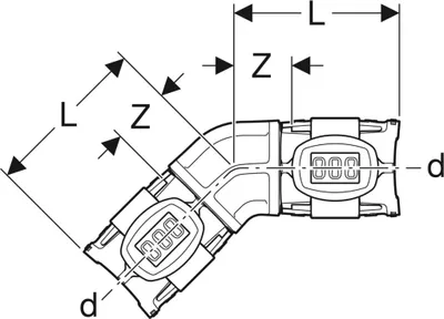 Produktbild von Geberit GE FlowFit, Bogen, PPSU, 45 Grad, d63mm, 1 Stk.