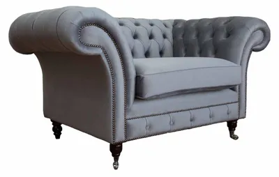 Produktbild von Chesterfield Ohrensessel Hocker Sessel Couch Polster Set Grau Textil