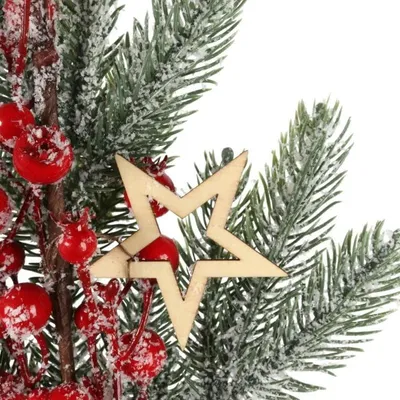 Produktbild von Frühlingszweig mit Rowberry und Sternen, schneebedeckt, 64 cm, rot