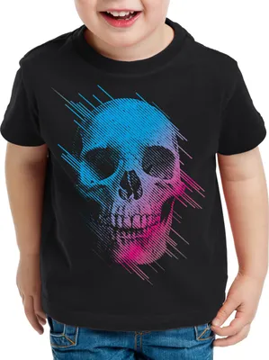Produktbild von style3 Neon Skull T-Shirt Kinder totenkopf disco neon festival