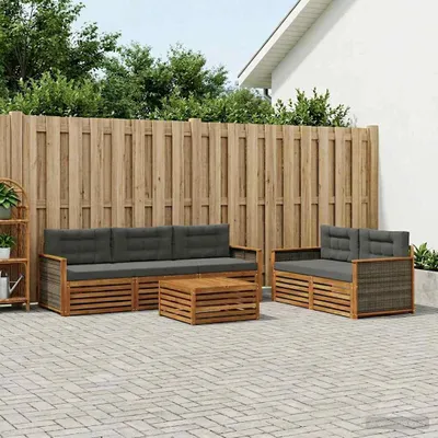 Produktbild von Möbel Outdoor-Sofagarnitur mit Kissen 6 pcs Natur und AnthrazitGartensofas - Gartensofas c1101