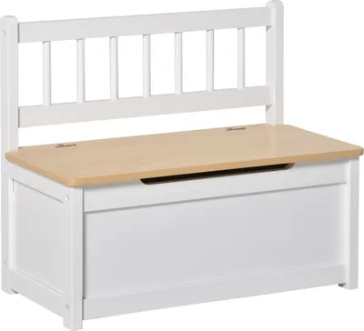 Produktbild von HOMCOM Spielzeugtruhe, Kinder-Aufbewahrungsbank mit Rückenlehne und stoßdämpfendem Deckel, Belastung 40 kg, für Spielzimmer, Schlafzimmer, 60 x 30 x 50 cm, weiß