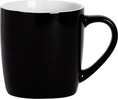 Produktbild von Argon Ta Farbiger Kaffeebecher – 350 ml – Schwarz – Robuste Teetasse aus Steingut, spülmaschinen- und mikrowellengeeignet