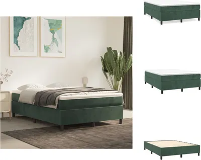 Produktbild von vidaXL Boxspringbett Dunkelgrün 140x200 cm Samt -  Betten & Bettgestelle