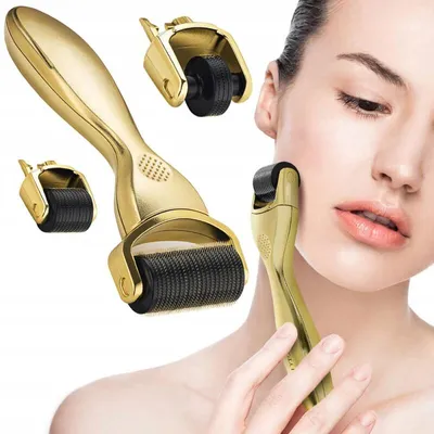 Produktbild von Gesichtsroller mit Nadeln, 3-in-1 - Gold