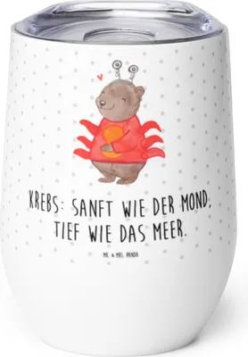 Produktbild von Mr. & Mrs. Panda Thermo Becher Krebs Astrologie - Weiß - Geschenk, glühwein tasse, Thermobecher, kaffee, Tierkreiszeichen, Geburtstagsgeschenk, Sternzeichen