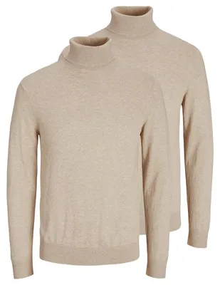 Produktbild von Jack & Jones 2er Pack Emil Knit Pullover Weicher Rollkragen Komfort, Vielseitiges Basic für jeden Tag, Dehnbares Material für Beweglichkeit