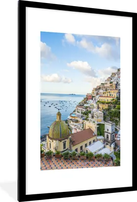 Produktbild von MuchoWow® MuchoWow® Gerahmtes Poster Italien - Positano - Wasser 60x90 cm - Poster mit zchwarzem Bilderrahmen - Dekoration - Wandposter Wohnzimmer - Hochwertig