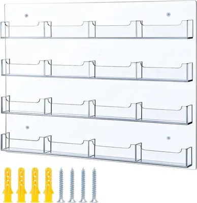 Produktbild von Famanu Wandmontage Visitenkartenhalter Klar Acryl - Praktischer Kartenständer für mehrere Karten