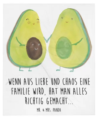Produktbild von Mr. & Mrs. Panda Decke Avocado Pärchen - Weiß - Geschenk, Plaid, Kinder, Babyshower, Bettdecke, Tagesdecke, Babyparty, Gesund, Sofadecke, Familie, Geburt, Kuscheldecke