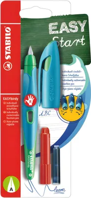 Obrázek produktu pro STABILO EASYbirdy ergonomické školní plnicí pero - hrot A - pro praváky - nebesky modrá + trávově zelená