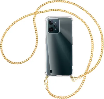 Produktbild von Handykette Backcover-Schutzhülle mit Band (Metall goldfarben) für Realme C31 - goldfarbene Kette