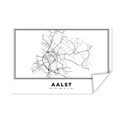Produktbild von MuchoWow® Poster Karte - Aalst - Schwarz und weiß - Belgien - Stadtplan - Karte 120x80 cm - Bilder