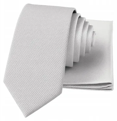 Produktbild von Luvu Krawatten-Set Herren Slim Grau Elegantes Einstecktuch
