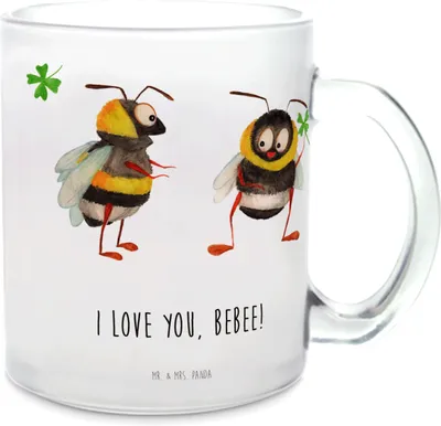 Produktbild von Mr. & Mrs. Panda Teetasse Bienen Paar - Transparent - Geschenk, für Freundin, Haferl, Teeglas, Tee Tasse, Hochzeitstag, Schildkröten, Mitbringsel, Trinkglas, Glasbecher