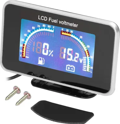 Imagen del producto de Indicador digital de nivel de combustible y voltímetro LCD 2 en 1, instrumento universal de 9-36V para coche, camión, SUV o vehículo recreativo