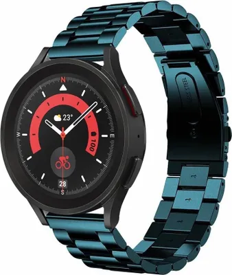 Produktbild von Strap-it Stahlarmband - Kompatibel mit Samsung Galaxy Watch 5 Pro Armband Ersatzarmband Edelstahl - Faltschließe - Hochwertiges Material - für Samsung Galaxy Armband Grün