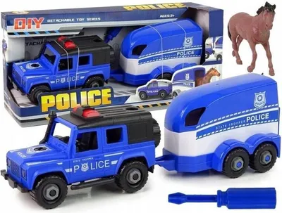 Obrázok produktu pre Policajné auto s prívesom a koníkom – TOYS Paweł Wojda