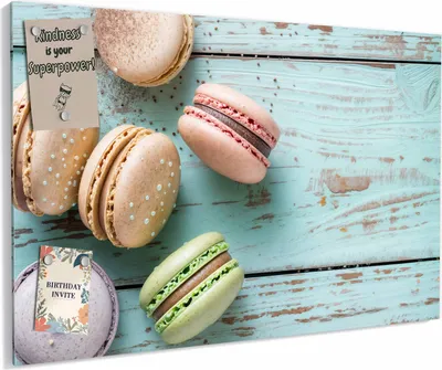 Produktbild von Magnettafel 60x40cm magnetisch & beschreibbar Metall-Board - Macarons auf Holz